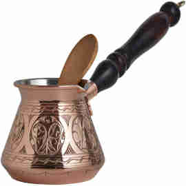 DEMMEX 2019-9 Oz Thick 2mm Copper Turkish Greek Arabic Engraved Coffee Pot